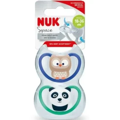 NUK Space Baby Dummy 18-36m, With Extra Ventilation, BPA-Free Silicone, 2 Pack - Assorted - cutbabycare.com | baby boutique & care hub* Clearance