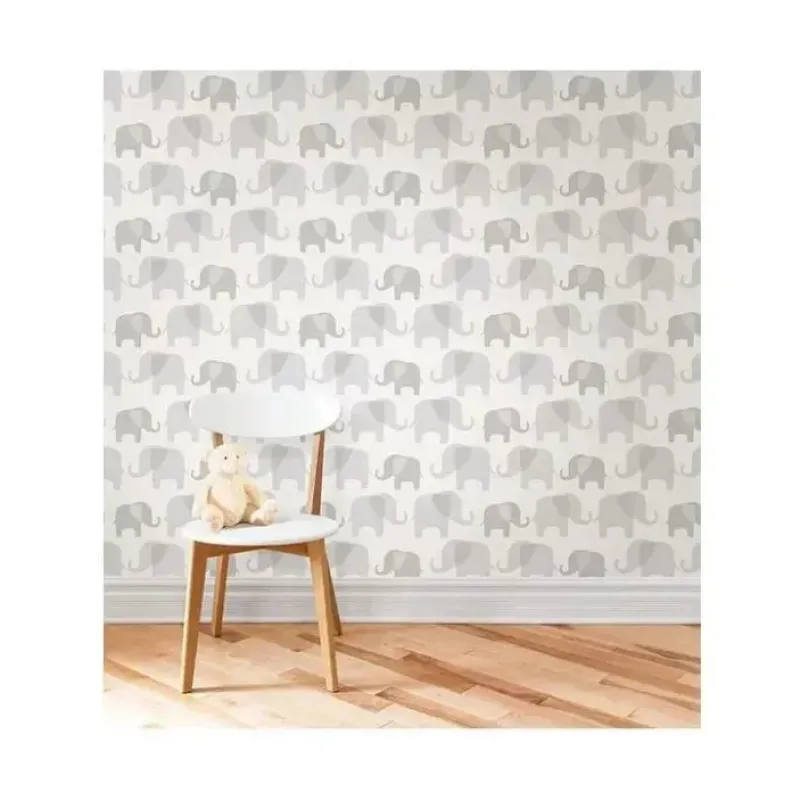 Nuwallpaper Peel and Stick Wallpaper, Gray Elephant Parade - cutbabycare.com | baby boutique & care hub* Clearance