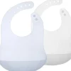 Ola Baby - Fold N Go Silicone Baby Waterproof Bib with Travel Case, 2 Pk, Blueberry/Pearl - cutbabycare.com | baby boutique & care hub* Online