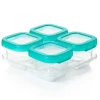 OXO Tot Baby Blocks 6oz Freezer Storage Container Set 4Pc Teal With Clear Lid And Body - cutbabycare.com | baby boutique & care hub* Sale