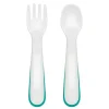 OXO Tot On-The-Go Non-slip Handles Plastic Fork & Spoon Set With Travel Case Teal - cutbabycare.com | baby boutique & care hub* Hot
