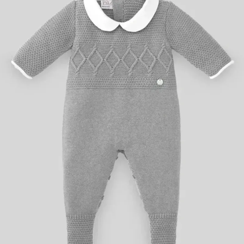 Shop All|Paz Rodriguez - Baby Boy Knit Newborn Romper Espacio, Grey - cutbabycare.com | baby boutique & care hub