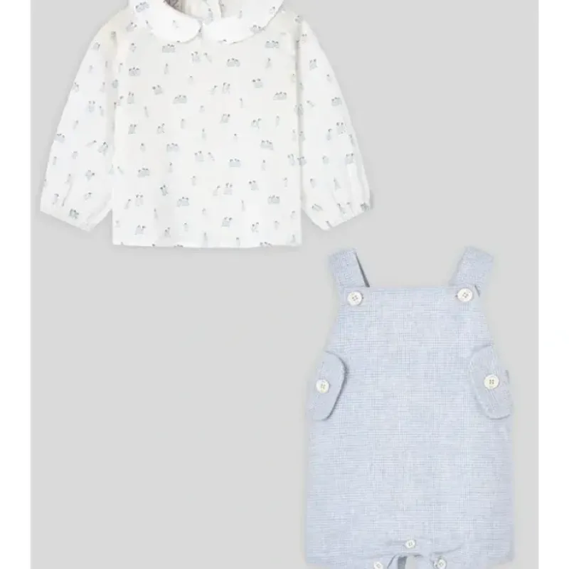 Paz Rodriguez - Baby Boy Romper & Blouse Set Glaciar, Chalk Blue - cutbabycare.com | baby boutique & care hub* Best Sale
