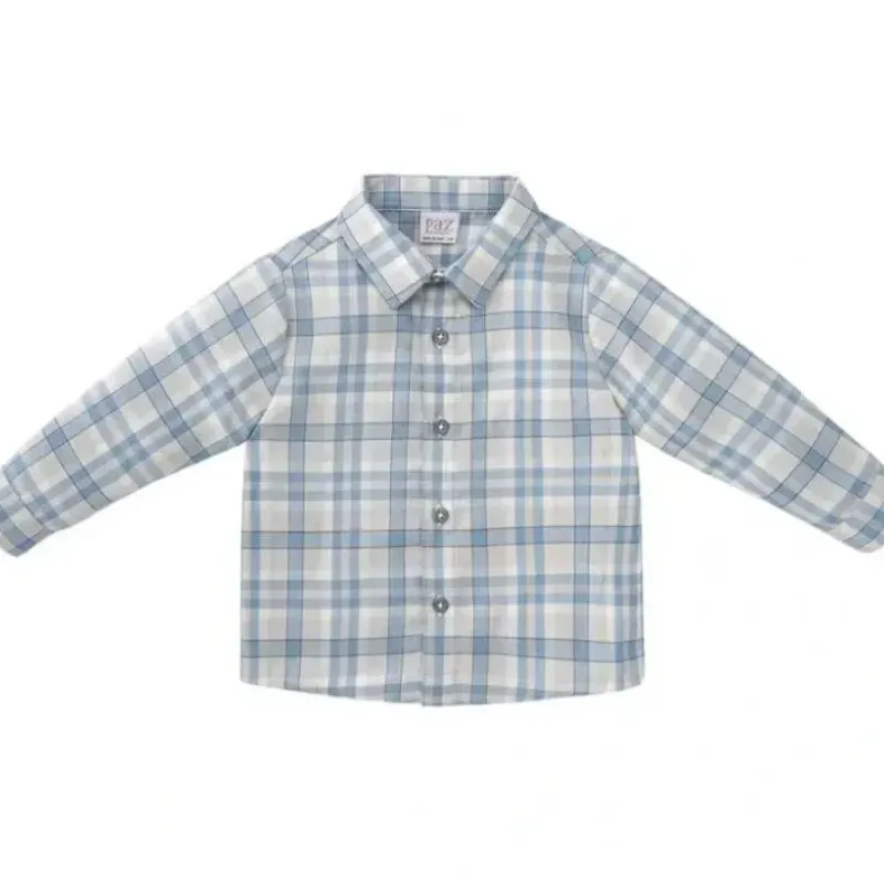 Paz Rodriguez - Baby Boy Woven Newborn Shirt Espacio, Dutch Blue - cutbabycare.com | baby boutique & care hub* Shop