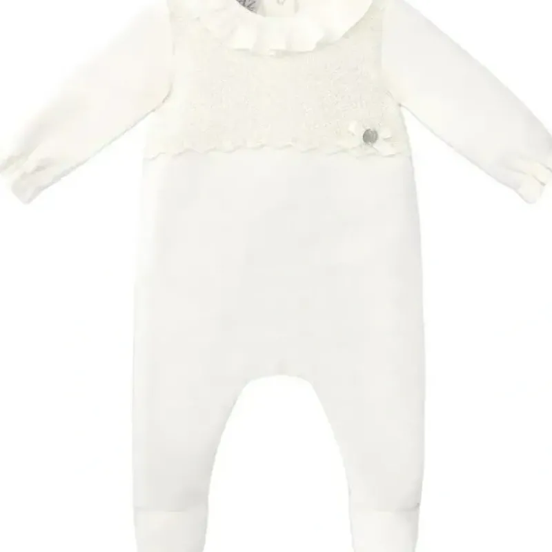 Paz Rodriguez - Baby Girl Knit Newborn Romper Dulzura, Cream - cutbabycare.com | baby boutique & care hub* Online