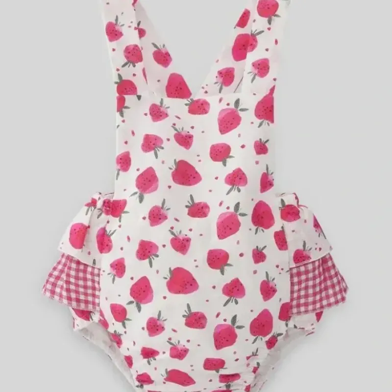 Paz Rodriguez - Baby Girl Woven Romper Amorodos, Strawberry - cutbabycare.com | baby boutique & care hub* Best Sale