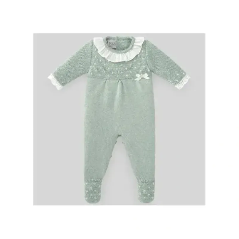 Paz Rodriguez - Baby Knit Newborn Romper Nidos, Powder Green/Cream - cutbabycare.com | baby boutique & care hub* New