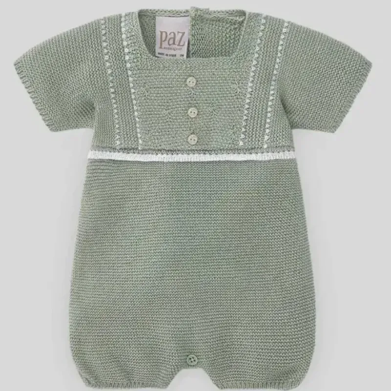Paz Rodriguez - Baby Knit Romper Aperta, Mint Green/White - cutbabycare.com | baby boutique & care hub* Store