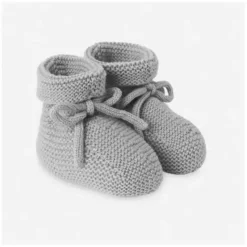 Paz Rodriguez - Baby Knit Newborn Booties Esencial, Grey Pearl - cutbabycare.com | baby boutique & care hub* Cheap