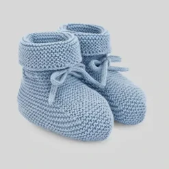 Paz Rodriguez - Baby Neutral Knit Booties Esencial, Regatta Blue - cutbabycare.com | baby boutique & care hub* New
