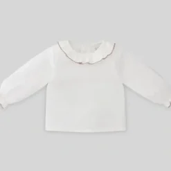 Paz Rodriguez - Baby Unisex Woven Blouse Esencial, White/Chalk Pink - cutbabycare.com | baby boutique & care hub* Store