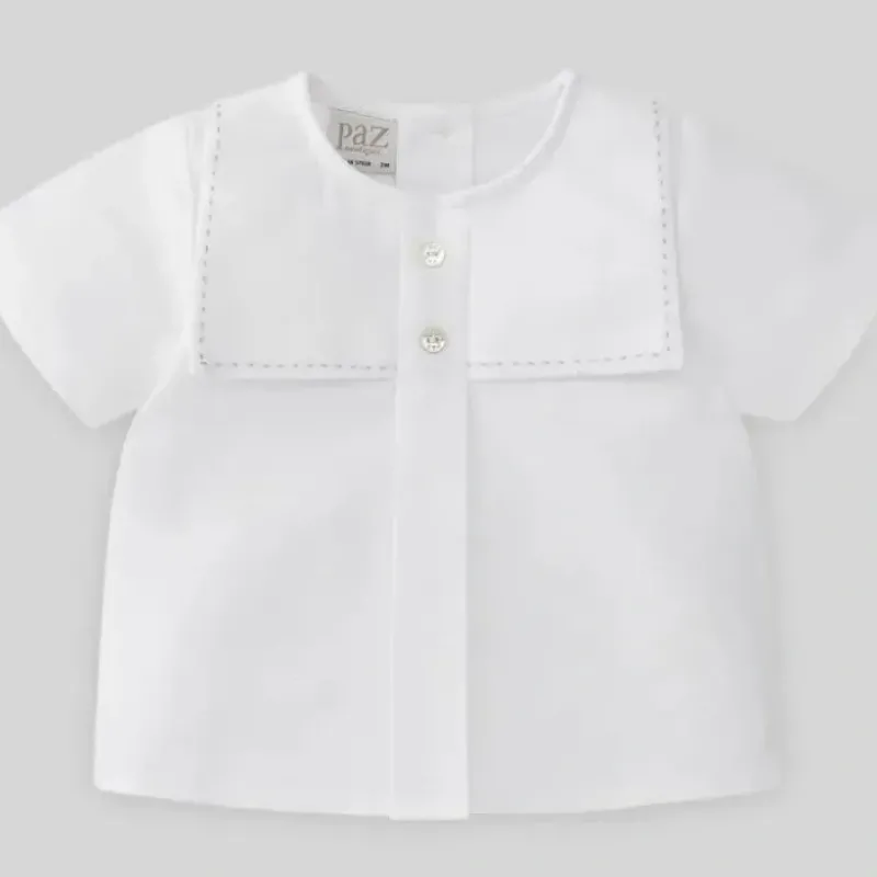 Paz Rodriguez - Baby Woven Blouse Luar, White/Grey - cutbabycare.com | baby boutique & care hub* New