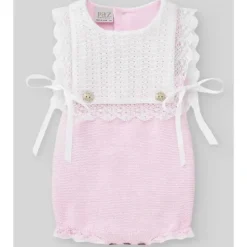 Paz Rodriguez - Knit Newborn Body Romper, Chalk Pink/White - cutbabycare.com | baby boutique & care hub* Discount