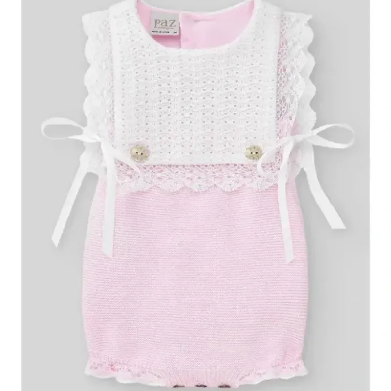 Paz Rodriguez - Knit Newborn Body Romper, Chalk Pink/White - cutbabycare.com | baby boutique & care hub* Discount
