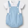 Paz Rodriguez - 2Pk Baby Set Woven Newborn Romper & T-Shit, White/Chalk Blue - cutbabycare.com | baby boutique & care hub* Cheap