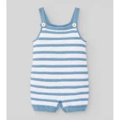 Paz Rodriguez - 2Pk Baby Set Knit Newborn Body & Knit Romper Stripes, White/Chalk Blue - cutbabycare.com | baby boutique & care hub* Fashion