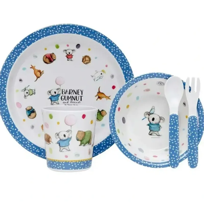Shop All|5pc Ashdene Kids Barney Gumnut Friends Melamine Fork/Spoon/Cup/Plate/Bowl Set - cutbabycare.com | baby boutique & care hub