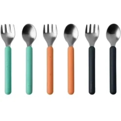 Shop All|6pc Boon Chow Baby/Toddler Stainless Steel Utensils Mint/Orange/Navy 18M+ - cutbabycare.com | baby boutique & care hub