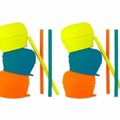 Shop All|6pc Boon Snug Straw Baby/Boy/12m+/Infant Universal Cup Cover/Lid BL/OR/YL - cutbabycare.com | baby boutique & care hub