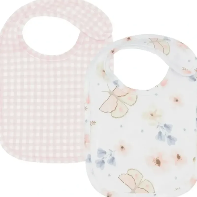 Shop All|2pc Living Textiles Baby/Newborn/Children's Cotton Bibs Butterfly/Blush Gingham - cutbabycare.com | baby boutique & care hub