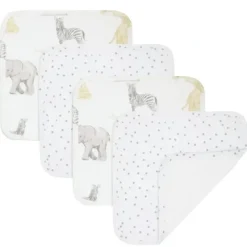 Bath Potty|4pc Living Textiles Infant/Baby Cotton Wash Cloths Savanna Babies/Pitter Patter - cutbabycare.com | baby boutique & care hub