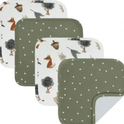 Bath Potty|4pc Living Textiles Infant/Baby Cotton Wash Cloths Forest Retreat/Olive Dots - cutbabycare.com | baby boutique & care hub