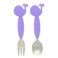 Shop All|2pc Marcus & Marcus BPA Free Spoon & Fork Cutlery Set Kids/Baby 3m+ Lilac Whale - cutbabycare.com | baby boutique & care hub