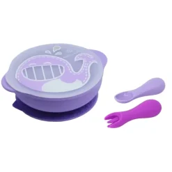 Shop All|3pc Marcus & Marcus Toddler First Self Feeding Bowl/Cutlery Set Lilac Whale 12m+ - cutbabycare.com | baby boutique & care hub