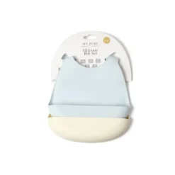 Shop All|2pc My Pure Silicone Baby/Toddler Feeding Bib Set - Baby Blue and Pannacotta 4M+ - cutbabycare.com | baby boutique & care hub