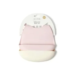 Shop All|2pc My Pure Silicone Baby/Toddler Feeding Bib Set - Blush and Pannacotta 4M+ - cutbabycare.com | baby boutique & care hub