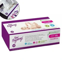 Shop All|100pc New Beginnings 20x19cm Bamboo Dry Baby Wipes Travel Fragrance Free Tissue - cutbabycare.com | baby boutique & care hub