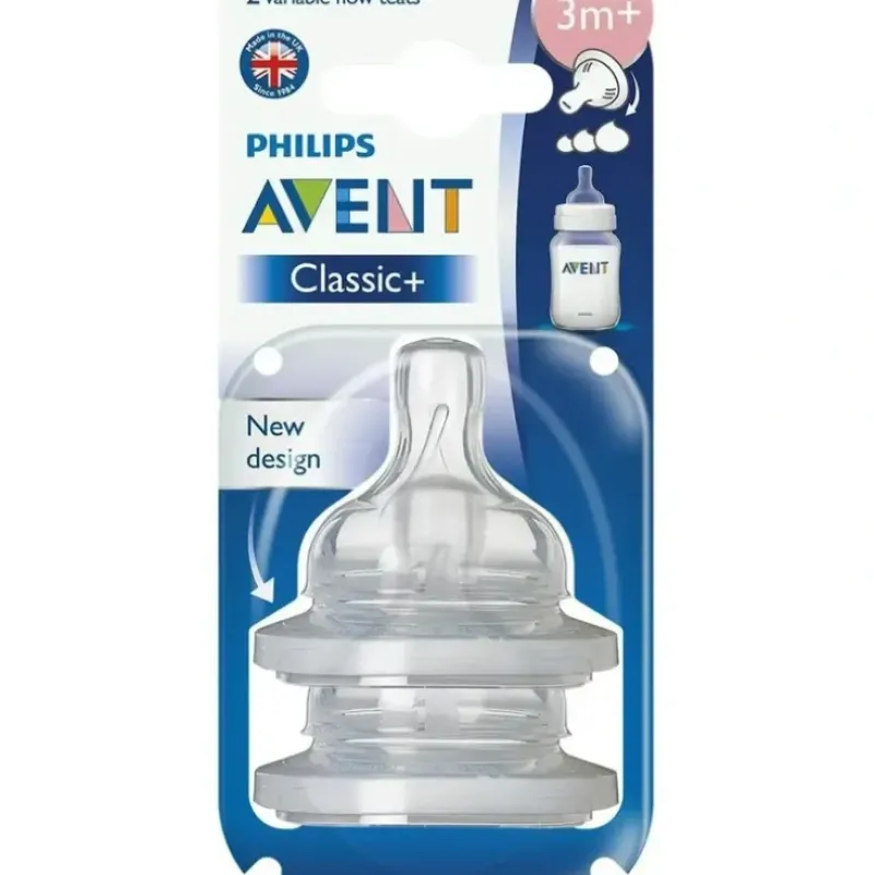 Shop All|2pc Philips Avent Classic+ Variable Flow Teat/Baby Bottle Nipple Clear 3m+ - cutbabycare.com | baby boutique & care hub