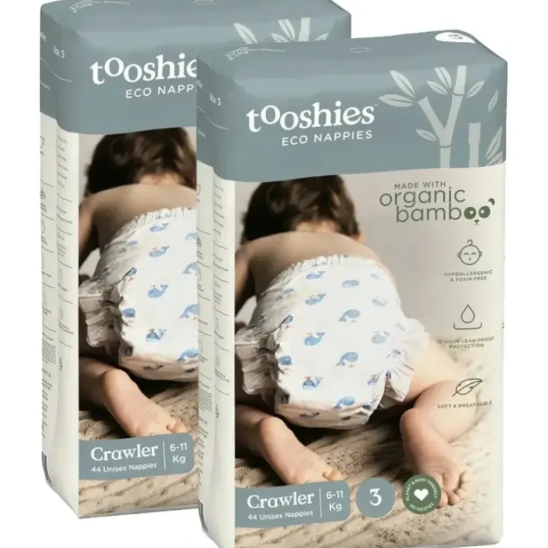 Shop All|88pc Tooshies Eco Organic Bamboo Unisex 6-11kg Nappies Crawler Size 3 Diapers - cutbabycare.com | baby boutique & care hub