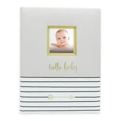 Pearhead Baby 1st Year Memory Book Hello Baby Grey and Gold - cutbabycare.com | baby boutique & care hub* Best Sale