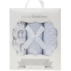 Piccolo Bambino - 3 Pc Muslin Swaddling Blankets In Box - Boy - cutbabycare.com | baby boutique & care hub* Discount