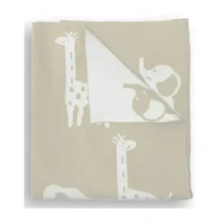 Piccolo Bambino - Jacquard Reversible Blanket On Wooden Hanger Beige - cutbabycare.com | baby boutique & care hub* Best Sale