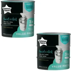 Shop All|6PK Tommee Tippee Twist & Click Refill Pack Nappy Disposal Refills f/ Twist Bins - cutbabycare.com | baby boutique & care hub
