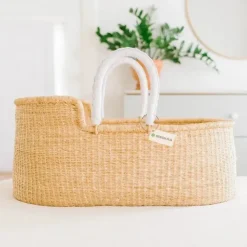 Signature Bilia Bassinet- Natural (White Leather) - cutbabycare.com | baby boutique & care hub* Online