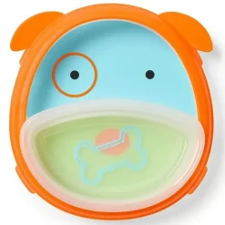 Skip Hop Zoo Smart Serve Three-piece Plate & Bowl Set Dog W/ Removable Scoop-aid Rim - cutbabycare.com | baby boutique & care hub* Store