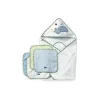 Spasilk - 4Pk Hooded Towel & 4Pk Washcloths, Blue Whale - cutbabycare.com | baby boutique & care hub* New