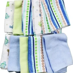 Spasilk Washcloth Set 10-Pack, Blue Lines - cutbabycare.com | baby boutique & care hub* Flash Sale