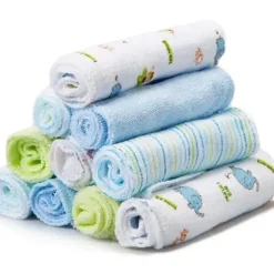 Spasilk Washcloth Set 10-Pack, Blue Elephant - cutbabycare.com | baby boutique & care hub* Best