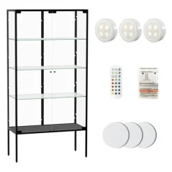 Stacked Tempered Glass LED Display Cabinet Steel Collections With RGB Light - cutbabycare.com | baby boutique & care hub* Best Sale