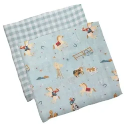 Stephen Joseph - 2Pk Western Muslin Blanket Set - cutbabycare.com | baby boutique & care hub* Flash Sale