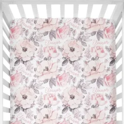 Sugar + Maple Personalized Crib Sheet | Wallpaper Floral - cutbabycare.com | baby boutique & care hub* Clearance