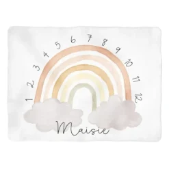 Sugar + Maple Personalized Neutral Rainbow Arch Milestone Blanket - cutbabycare.com | baby boutique & care hub* Best