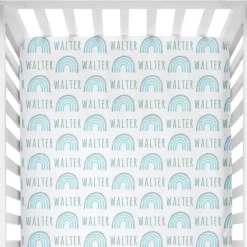 Shop All|Sugar + Maple Personalized Crib Sheet | Rainbow Blue - cutbabycare.com | baby boutique & care hub