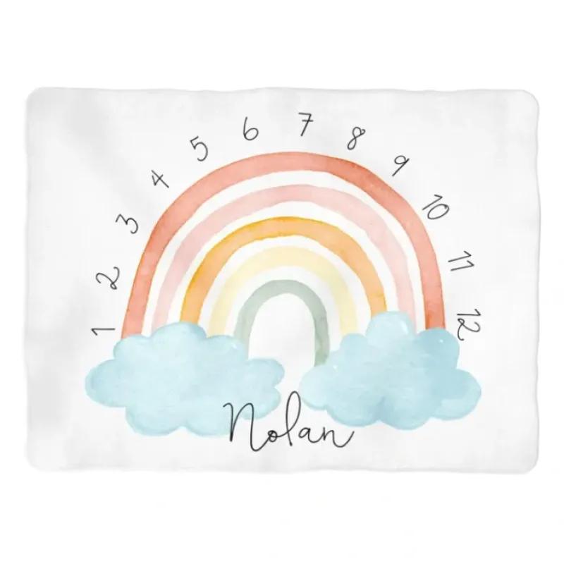 Sugar + Maple Personalized Colorful Rainbow Arch Milestone Blanket - cutbabycare.com | baby boutique & care hub* New