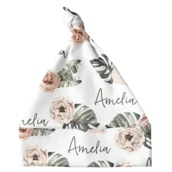 Sugar + Maple Personalized Knotted Baby Hat | Tropical Floral - cutbabycare.com | baby boutique & care hub* Clearance