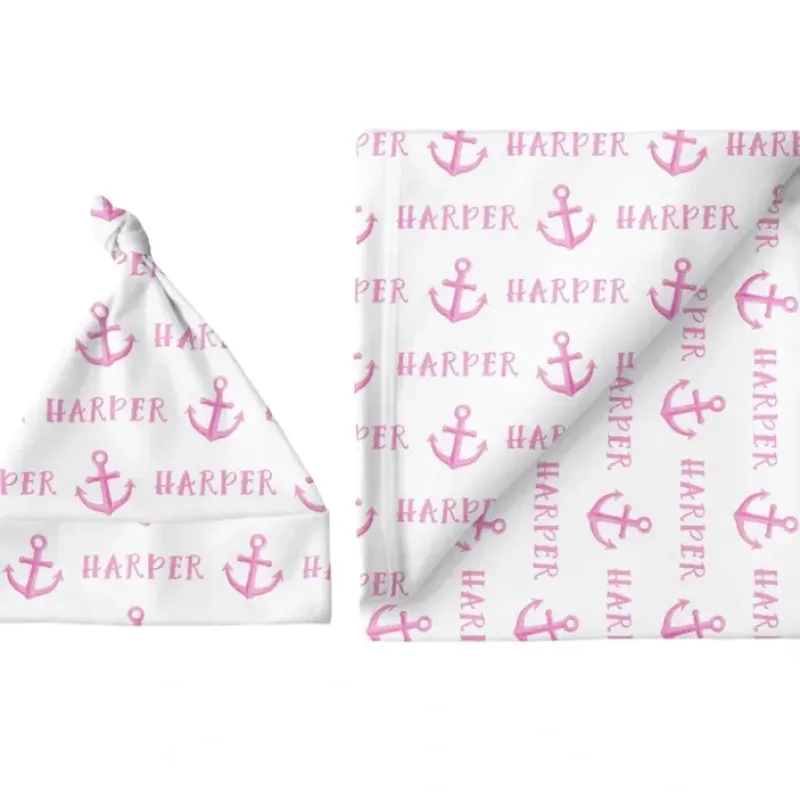 Sugar + Maple Personalized Small Blanket & Hat Set | Anchor Pink - cutbabycare.com | baby boutique & care hub* Shop